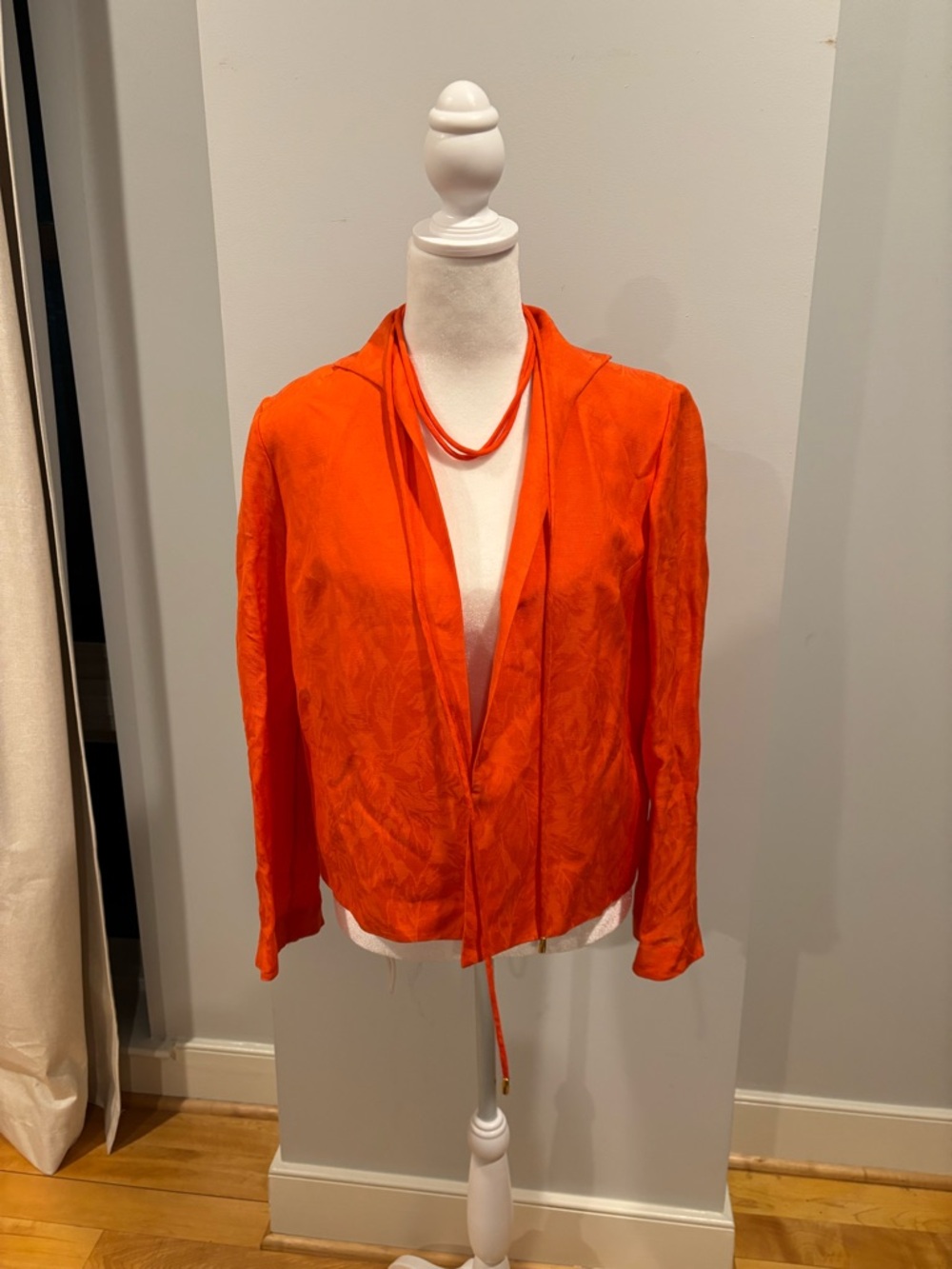 Worth Vibrant Orange Open-Front Tie Jacket